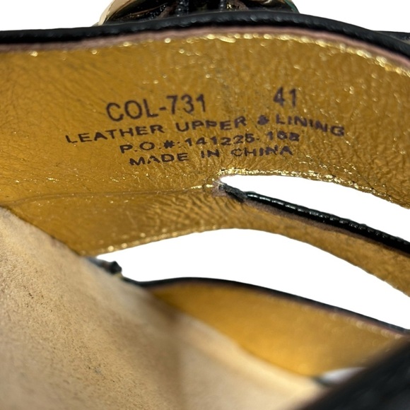 Alegria Black Pebble Leather Reptile Accent Adjust Ankle Strap Gold Buckle Sz 10 - Picture 14 of 14